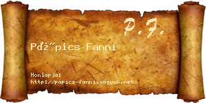 Pápics Fanni névjegykártya